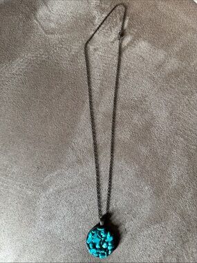 Turquoise Chip Pendant Necklace - Blue Stone Pendant